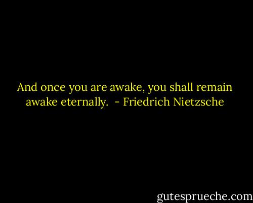 And once you are awake, you shall remain awake eternally.  - Friedrich Nietzsche
