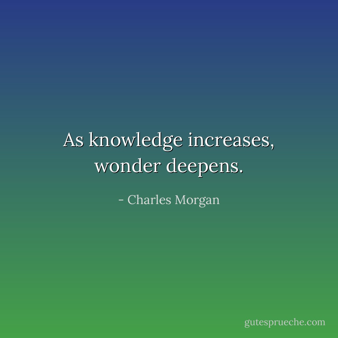 As knowledge increases, wonder deepens. - Charles Morgan