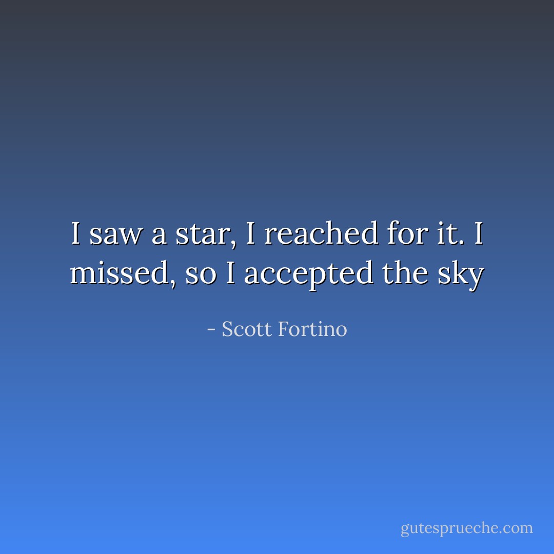 I saw a star, I reached for it. I missed, so I accepted the sky - Scott Fortino