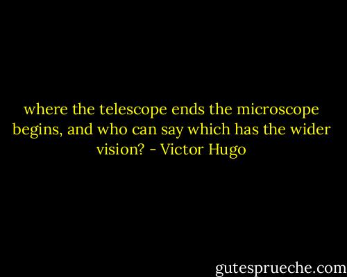 where the telescope ends the microscope begins, and who can say which has the wider vision? - Victor Hugo