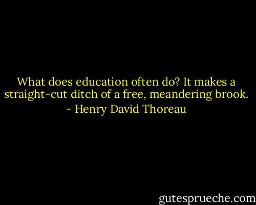 What does education often do? It makes a straight-cut ditch of a free, meandering brook. - Henry David Thoreau