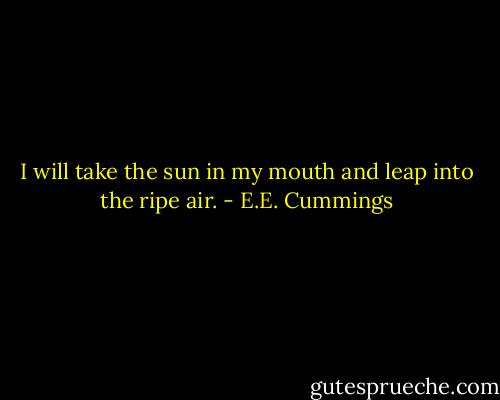 I will take the sun in my mouth and leap into the ripe air. - E.E. Cummings