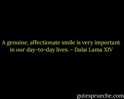 A genuine, affectionate smile is very important in our day-to-day lives. - Dalai Lama XIV