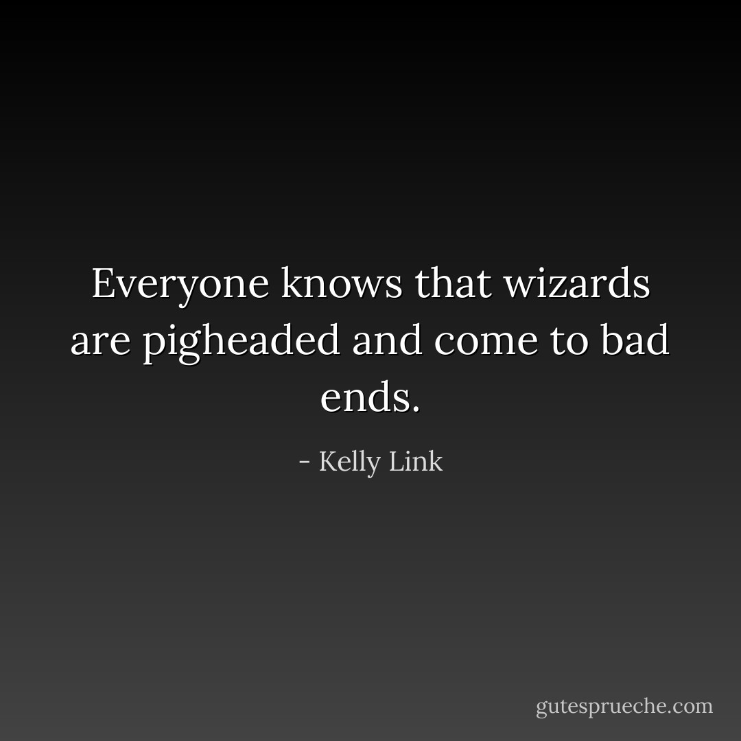 Everyone knows that wizards are pigheaded and come to bad ends. - Kelly Link
