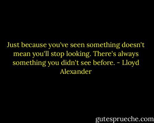 Just because you've seen something doesn't mean you'll stop looking. There's always something you didn't see before. - Lloyd Alexander