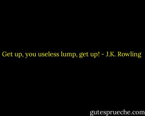 Get up, you useless lump, get up! - J.K. Rowling