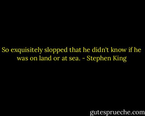 So exquisitely slopped that he didn't know if he was on land or at sea. - Stephen King