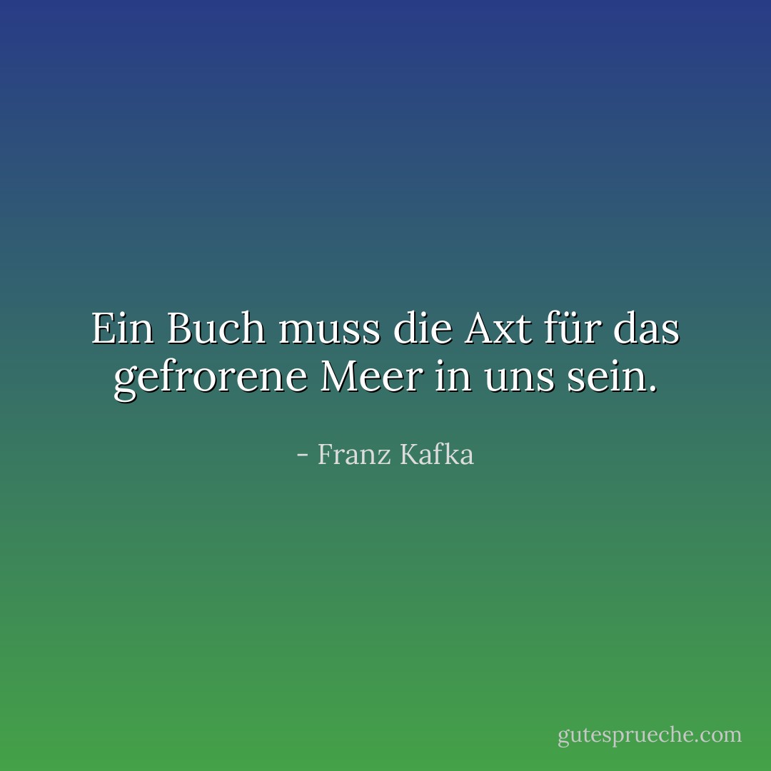 Ein Buch muss die Axt für das gefrorene Meer in uns sein. - Franz Kafka<