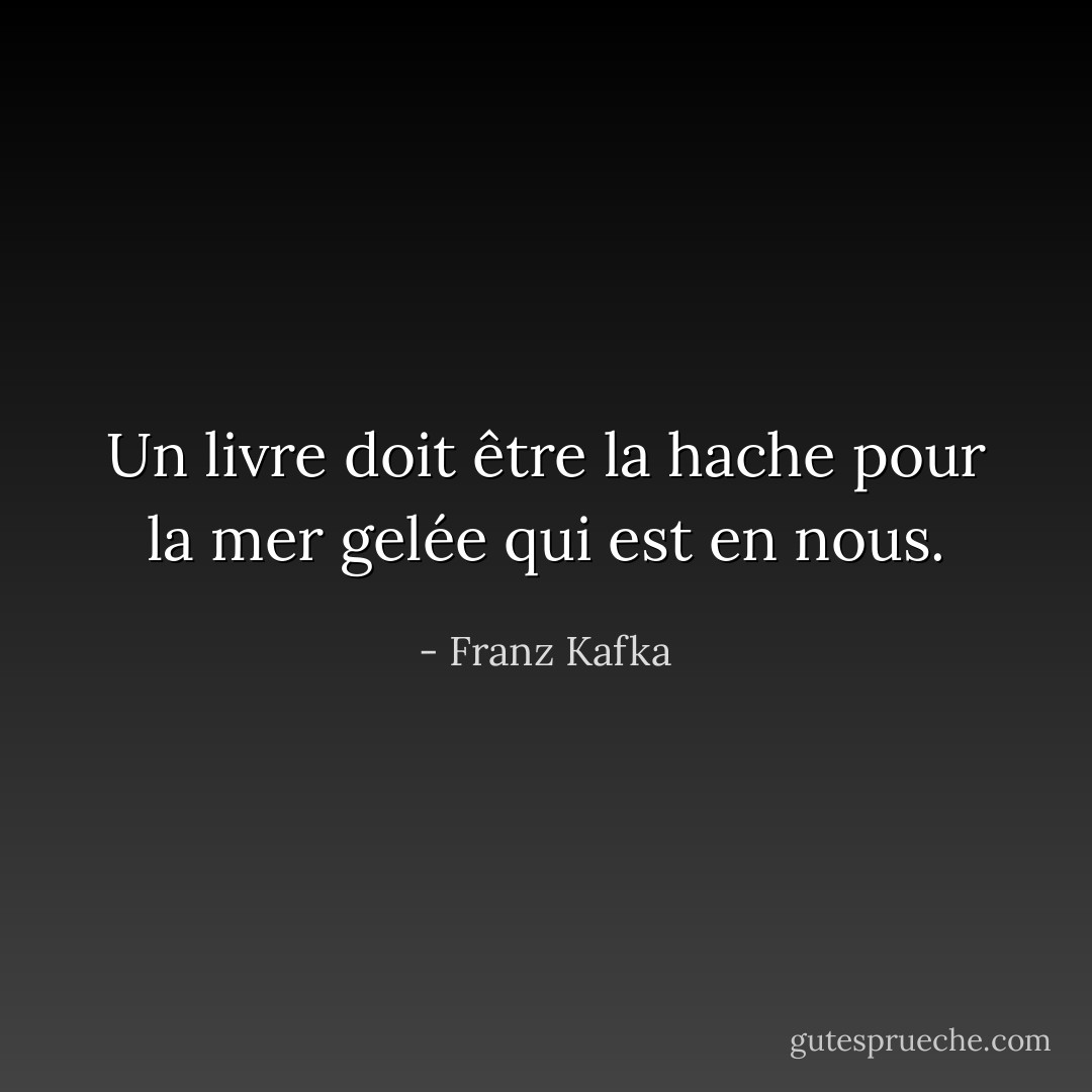 Un livre doit être la hache pour la mer gelée qui est en nous. - Franz Kafka