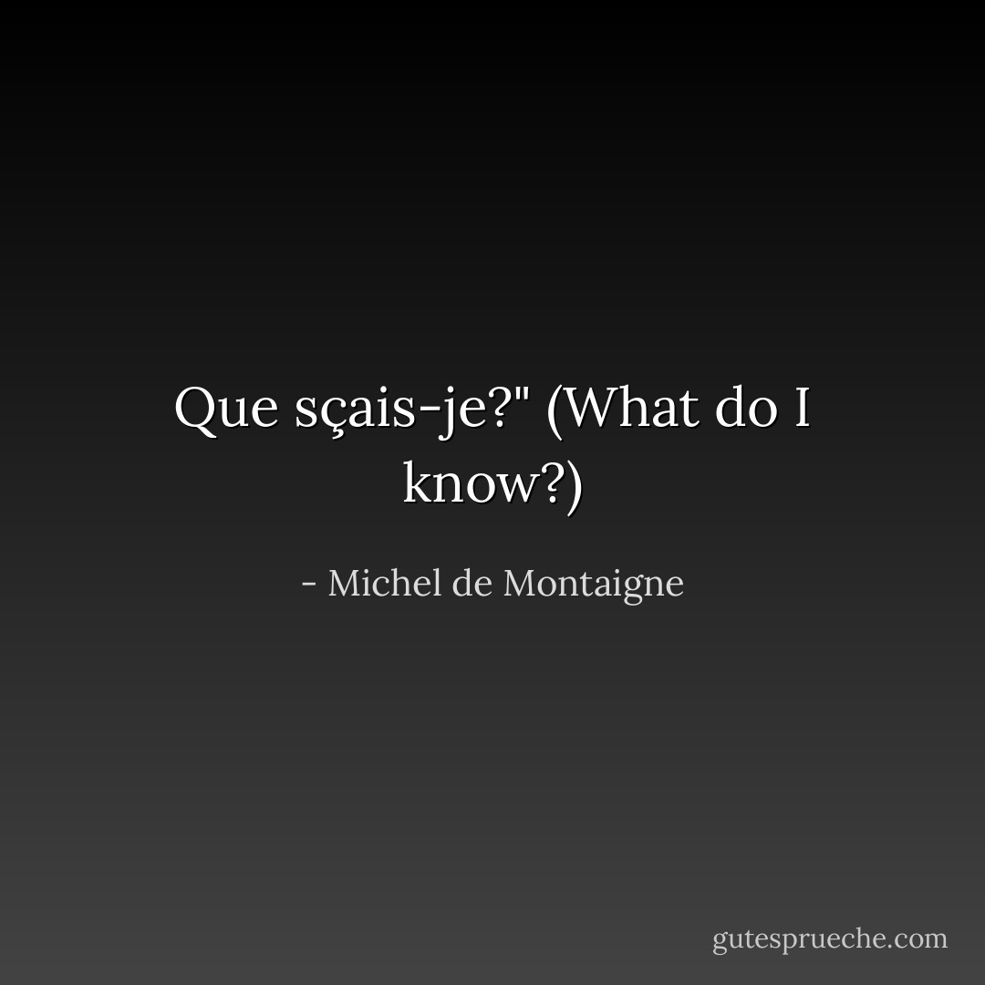 Que sçais-je?" (What do I know?) - Michel de Montaigne