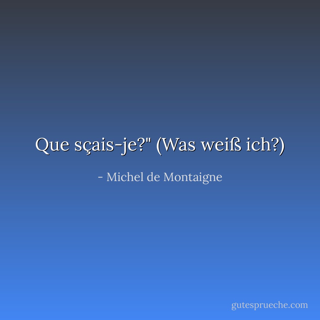Que sçais-je?" (Was weiß ich?) - Michel de Montaigne<
