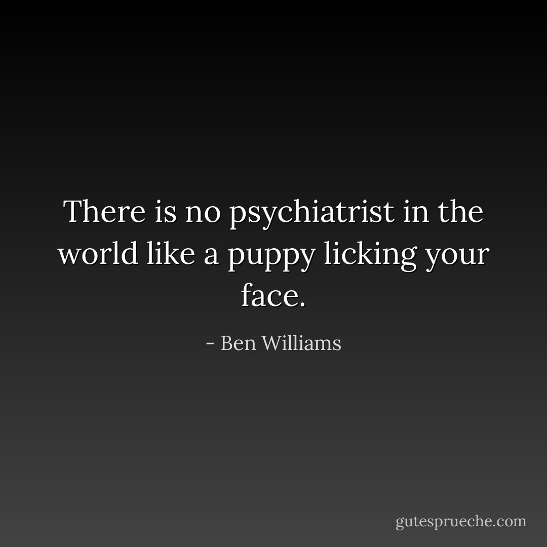 There is no psychiatrist in the world like a puppy licking your face. - Ben Williams