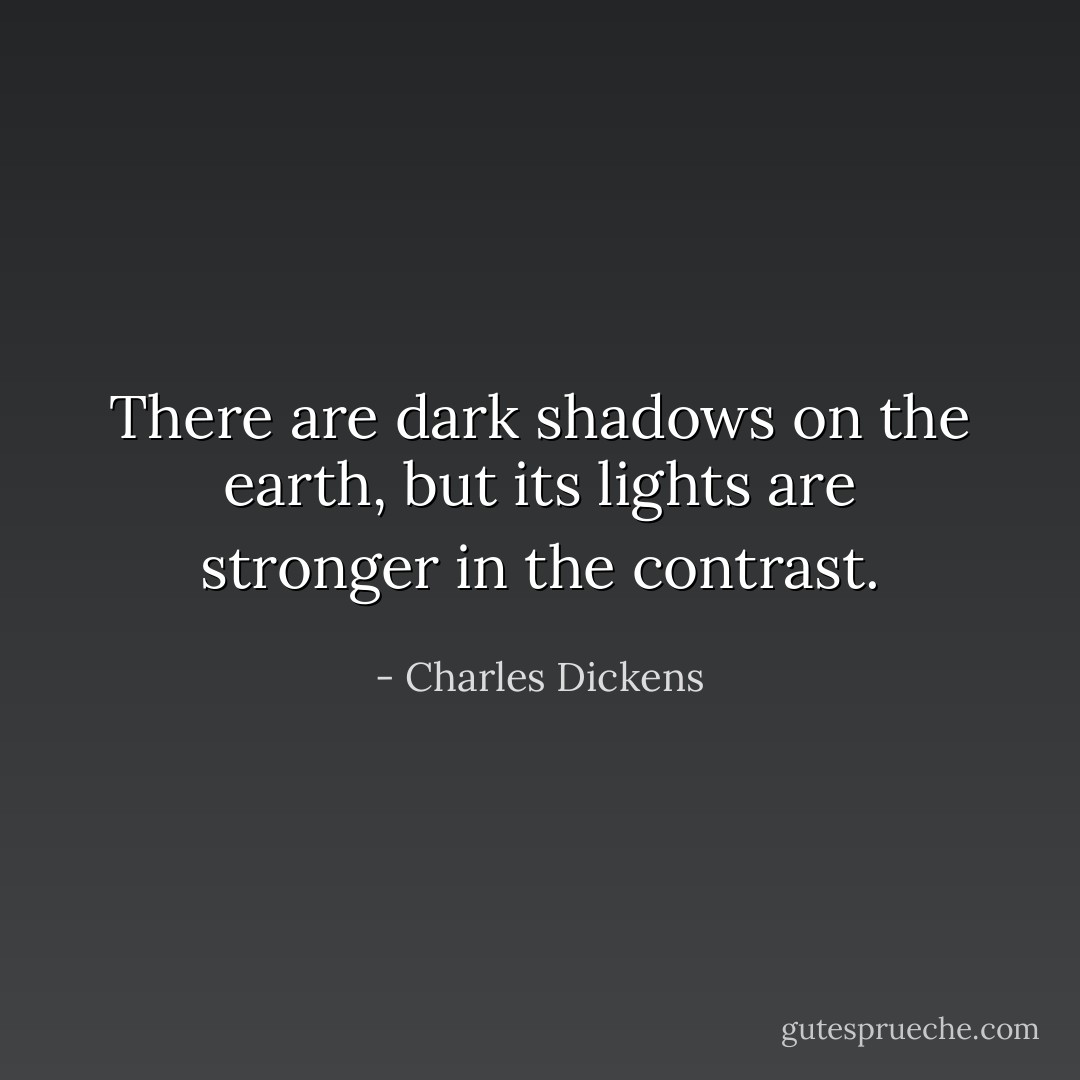 There are dark shadows on the earth, but its lights are stronger in the contrast. - Charles Dickens