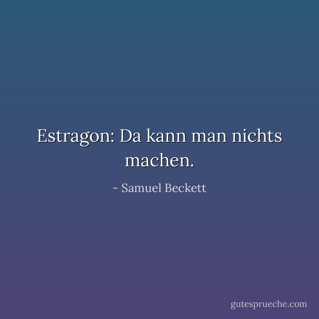 Estragon: Da kann man nichts machen. - Samuel Beckett<