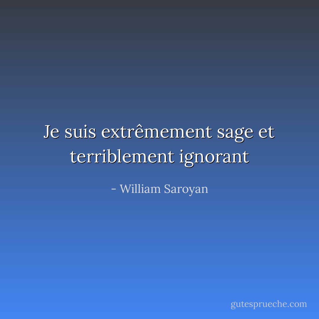 Je suis extrêmement sage et terriblement ignorant - William Saroyan