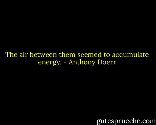 The air between them seemed to accumulate energy. - Anthony Doerr