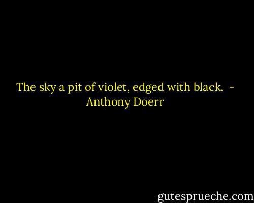 The sky a pit of violet, edged with black.  - Anthony Doerr