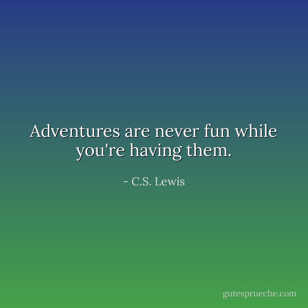 Adventures are never fun while you're having them. - C.S. Lewis