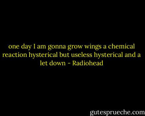 one day I am gonna grow wings<br />a chemical reaction<br />hysterical but useless<br />hysterical and a let down - Radiohead