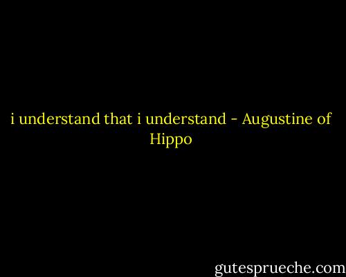 i understand that i understand - Augustine of Hippo