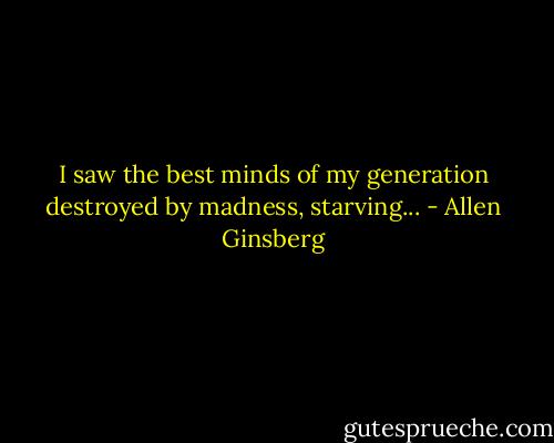 I saw the best minds of my generation destroyed by madness, starving... - Allen Ginsberg