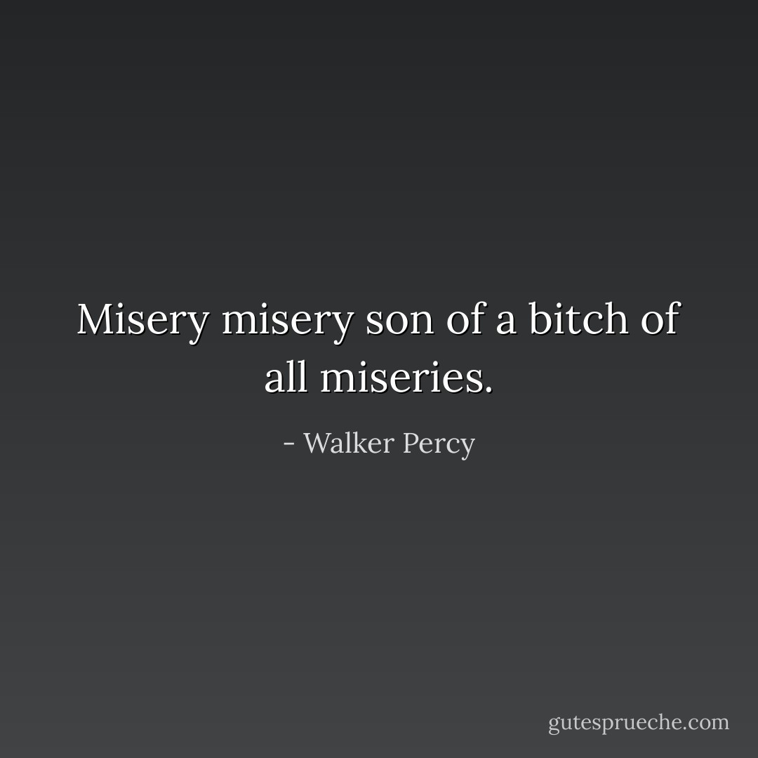 Misery misery son of a bitch of all miseries. - Walker Percy