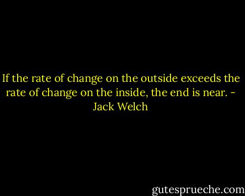 If the rate of change on the outside exceeds the rate of change on the inside, the end is near. - Jack Welch
