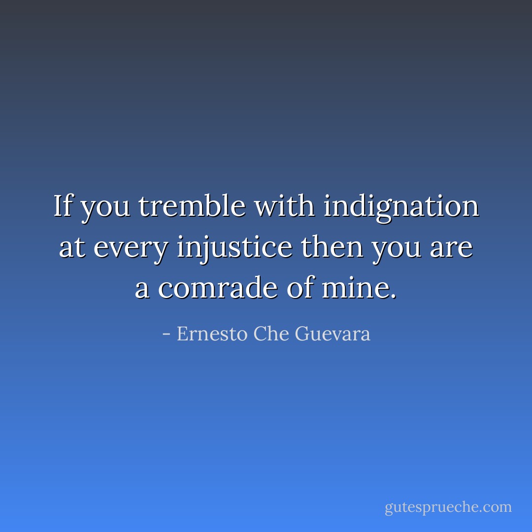 If you tremble with indignation at every injustice then you are a comrade of mine. - Ernesto Che Guevara
