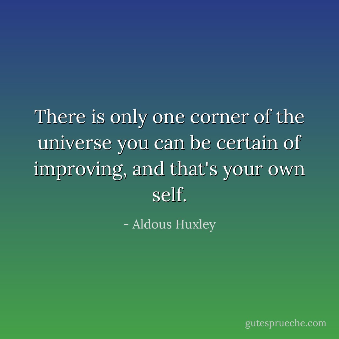There is only one corner of the universe you can be certain of improving, and that's your own self. - Aldous Huxley