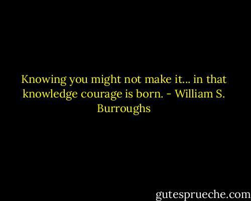 Knowing you might not make it... in that knowledge courage is born. - William S. Burroughs