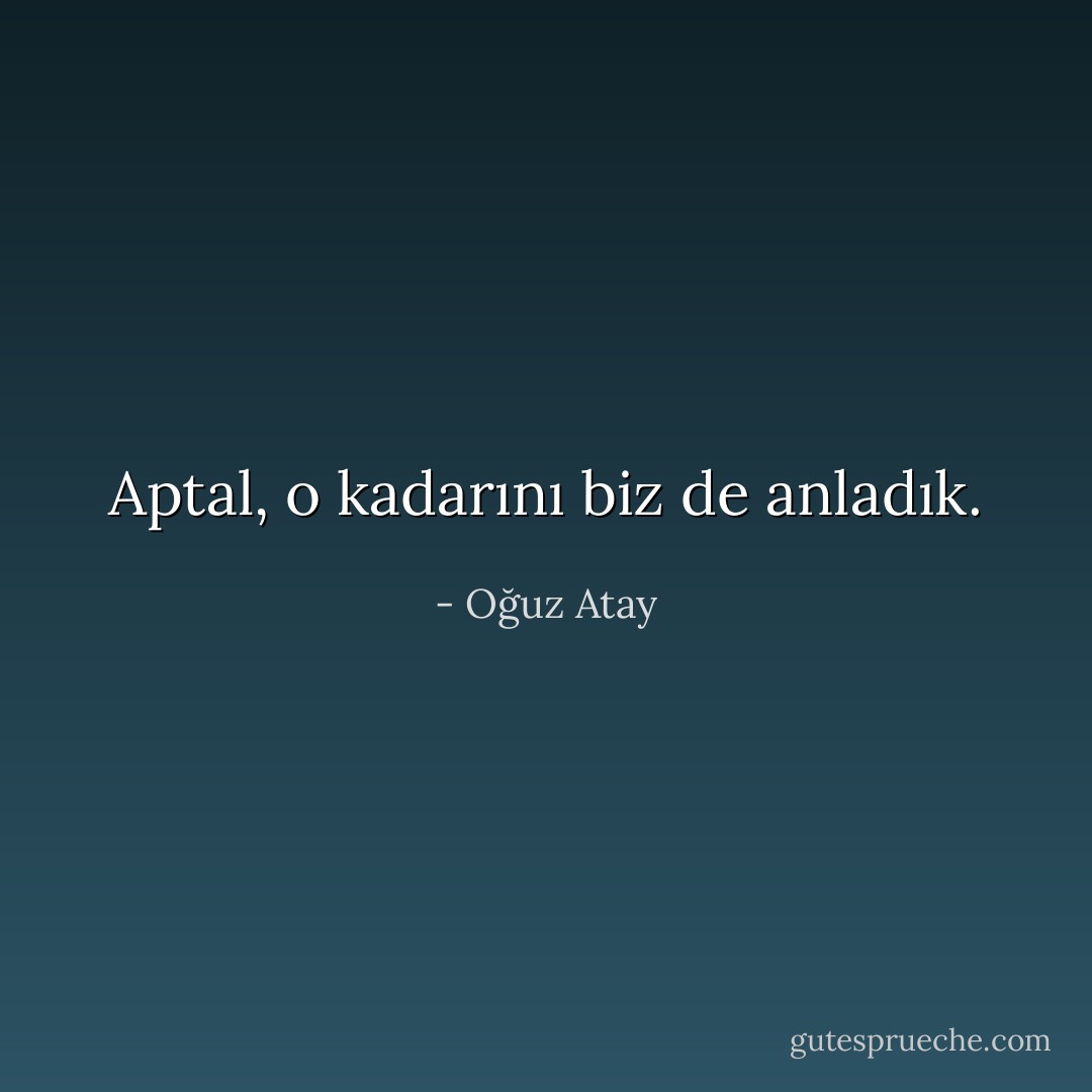 Aptal, o kadarını biz de anladık. - Oğuz Atay