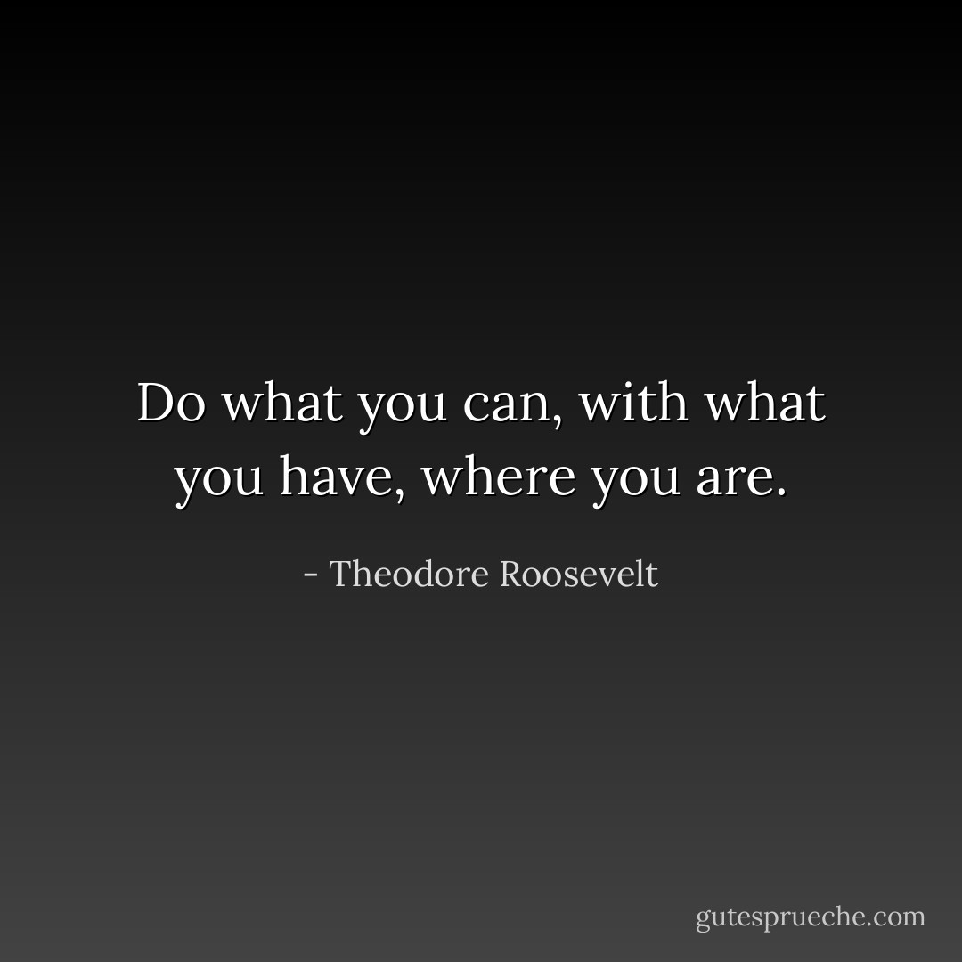 Do what you can, with what you have, where you are. - Theodore Roosevelt