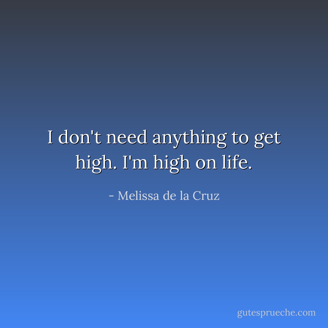 I don't need anything to get high. I'm high on life. - Melissa de la Cruz