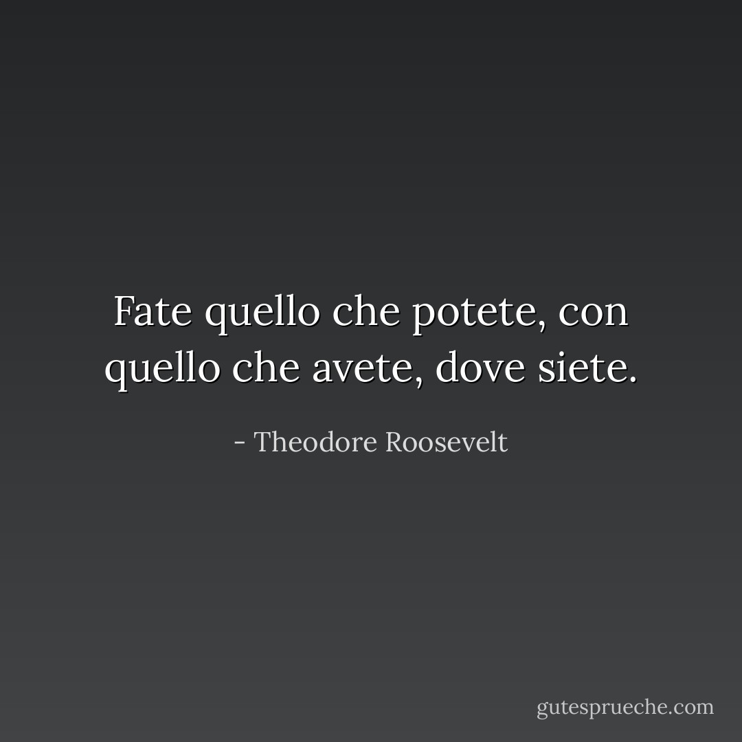 Fate quello che potete, con quello che avete, dove siete. - Theodore Roosevelt