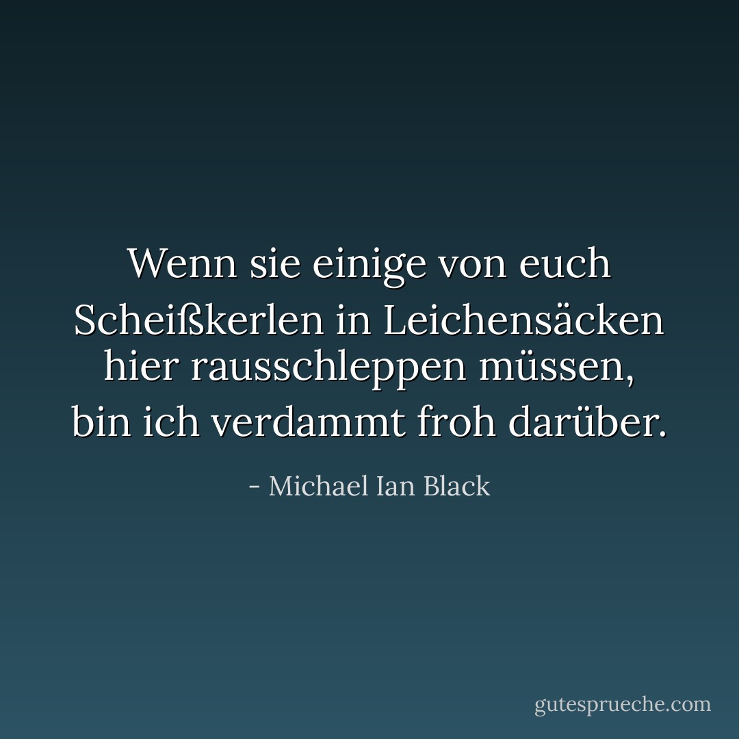 Wenn sie einige von euch Scheißkerlen in Leichensäcken hier rausschleppen müssen, bin ich verdammt froh darüber. - Michael Ian Black<