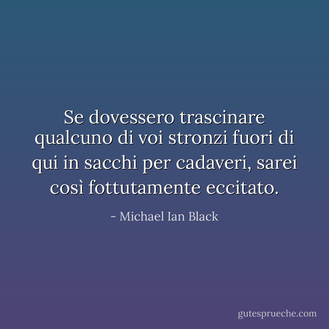 Se dovessero trascinare qualcuno di voi stronzi fuori di qui in sacchi per cadaveri, sarei così fottutamente eccitato. - Michael Ian Black