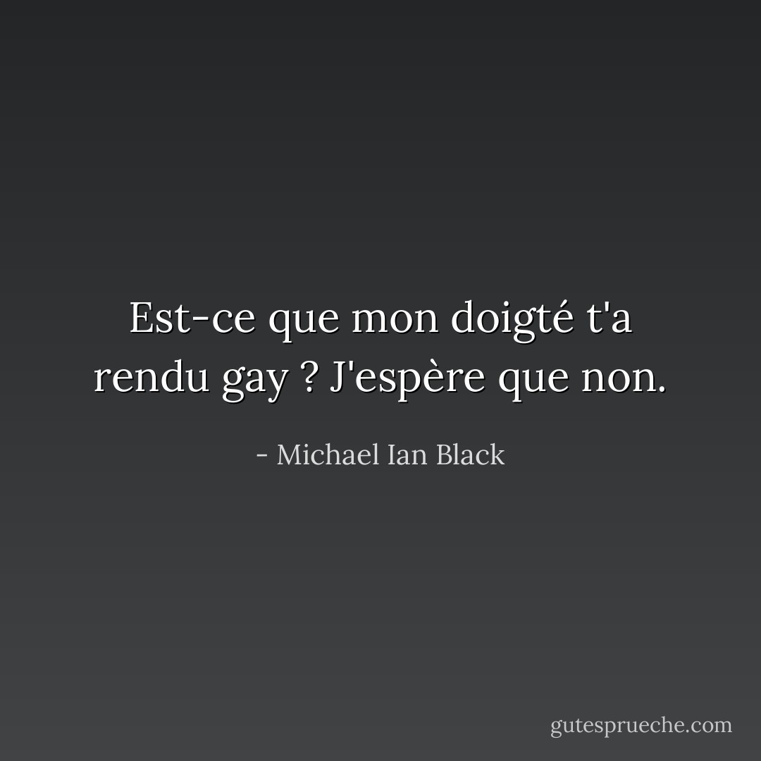 Est-ce que mon doigté t'a rendu gay ? J'espère que non. - Michael Ian Black