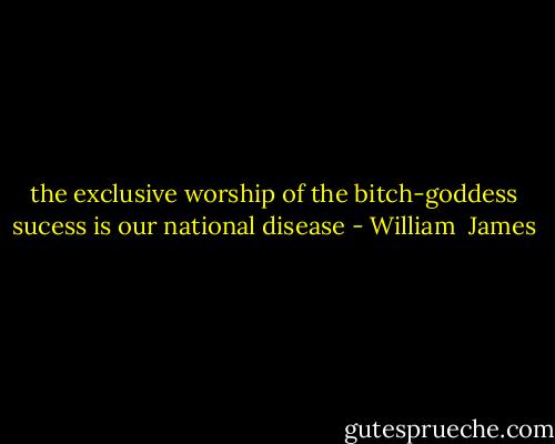 the exclusive worship of the bitch-goddess sucess is our national disease - William  James