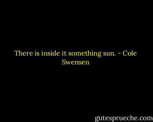 There is inside it<br />something sun. - Cole Swensen