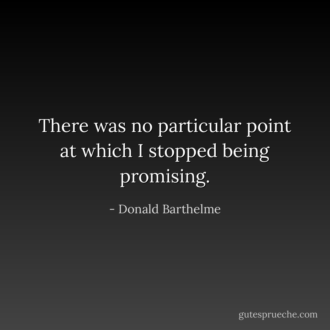 There was no particular point at which I stopped being promising. - Donald Barthelme