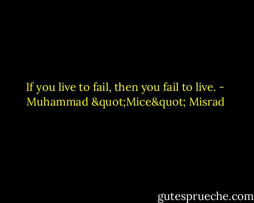 If you live to fail, then you fail to live. - Muhammad "Mice" Misrad