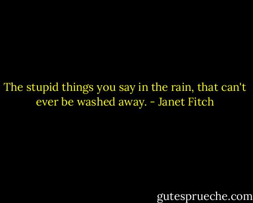 The stupid things you say in the rain, that can't ever be washed away. - Janet Fitch