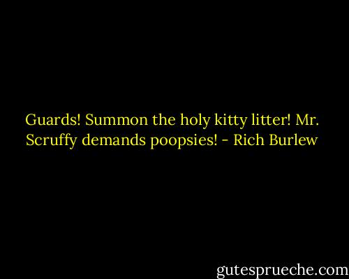Guards! Summon the holy kitty litter! Mr. Scruffy demands poopsies! - Rich Burlew