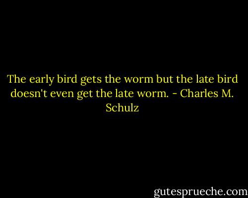 The early bird gets the worm but the late bird doesn't even get the late worm. - Charles M. Schulz