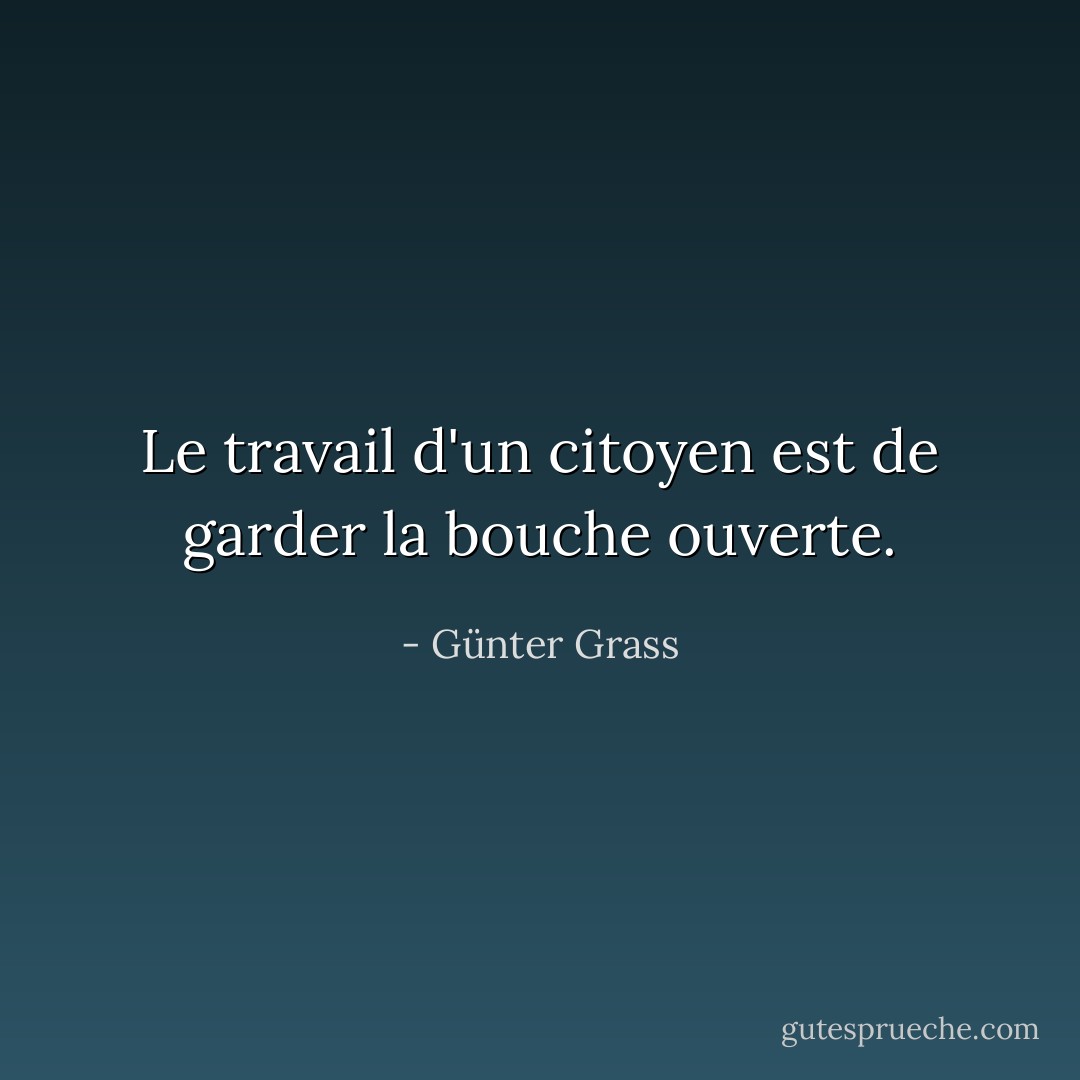 Le travail d'un citoyen est de garder la bouche ouverte. - Günter Grass
