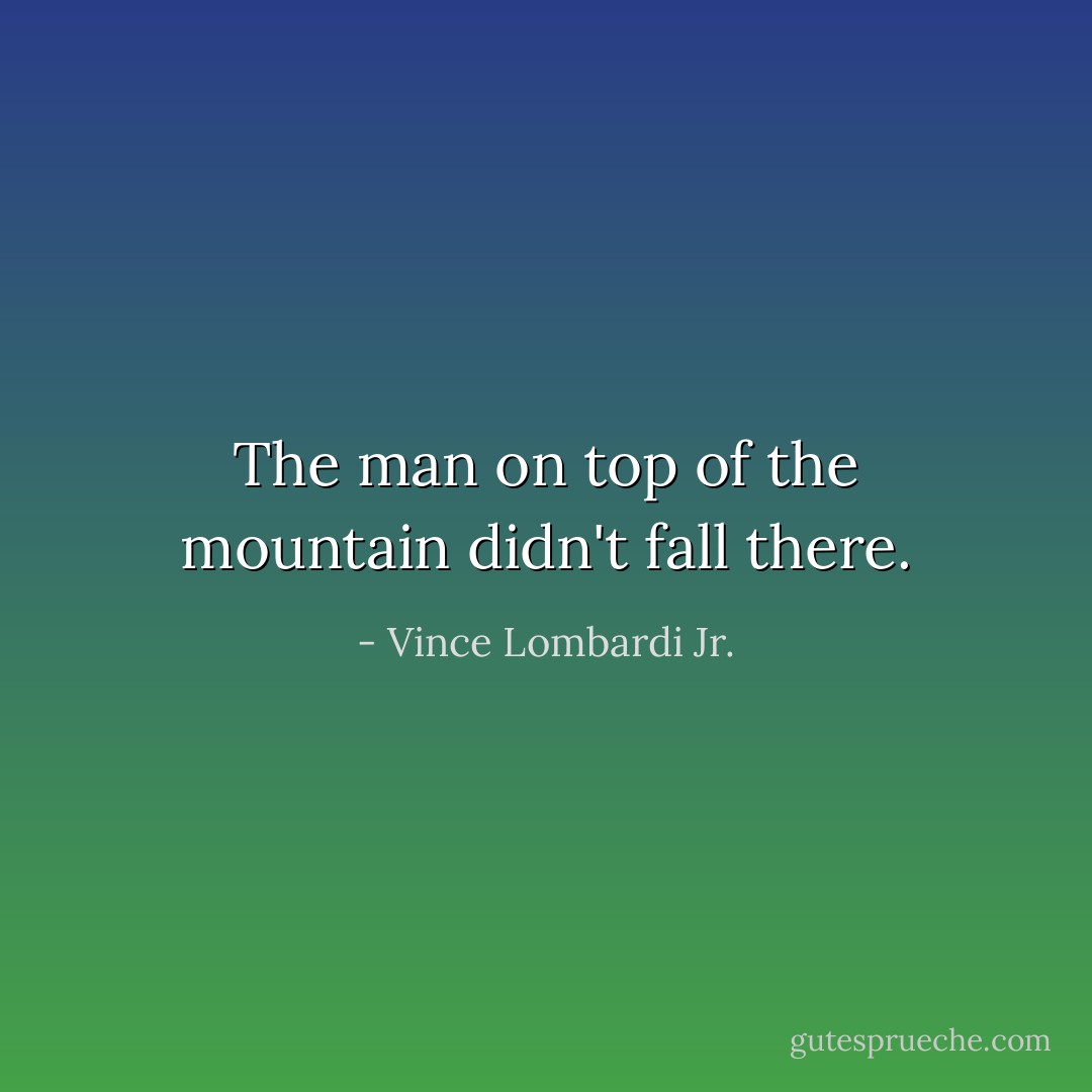 The man on top of the mountain didn't fall there. - Vince Lombardi Jr.