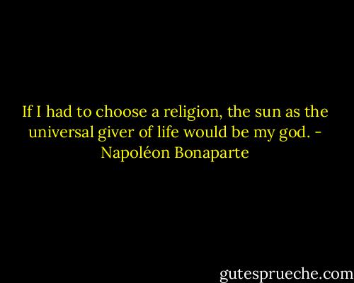 If I had to choose a religion, the sun as the universal giver of life would be my god. - Napoléon Bonaparte