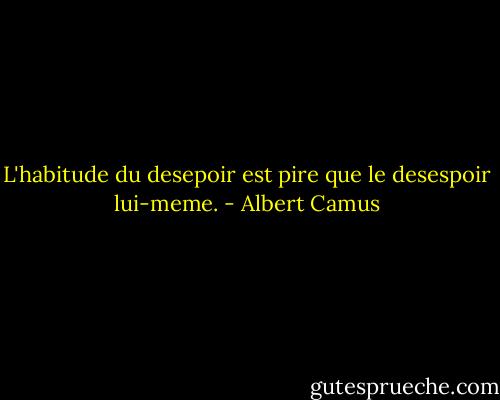 L'habitude du desepoir est pire que le desespoir lui-meme. - Albert Camus