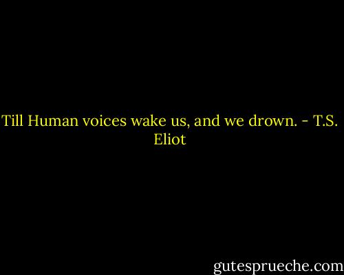 Till Human voices wake us, and we drown. - T.S. Eliot