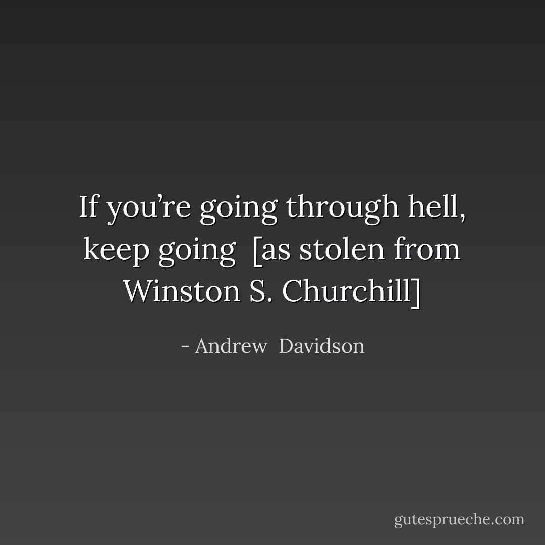 If you’re going through hell, keep going<br /><br />[as stolen from Winston S. Churchill] - Andrew  Davidson